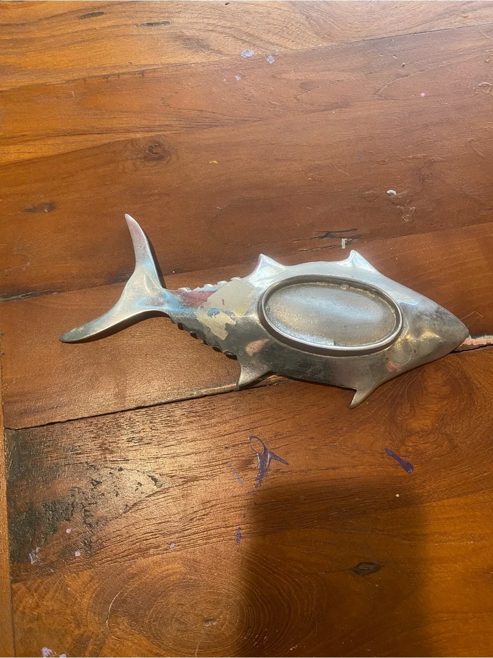Aluminum Fish Decor Trinket Dish - Silver Tuna Accent